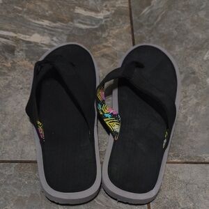 George Black Sandals with Colorful Straps